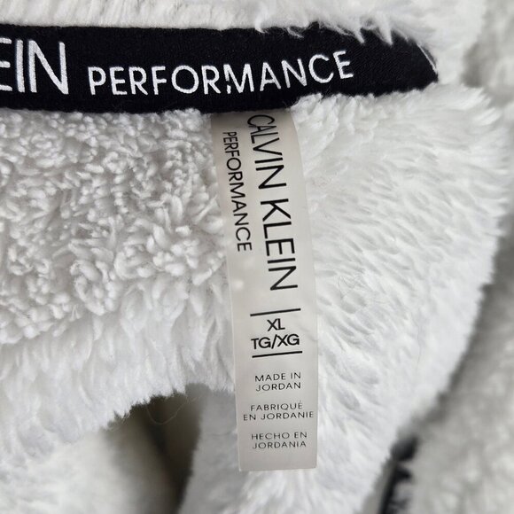 Calvin Klein Performance Size XL White Sherpa 1/4 Zip Pullover Cropped Waist - Picture 8 of 12